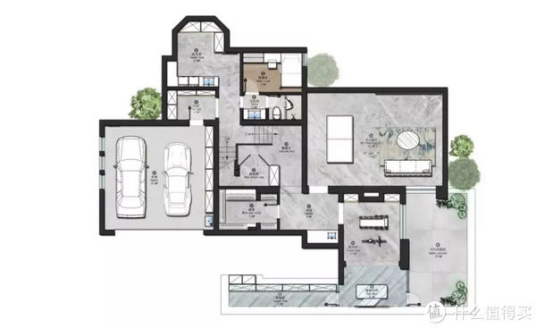 平面|上海430㎡极简新中式别墅,超大花园,让人过目难忘