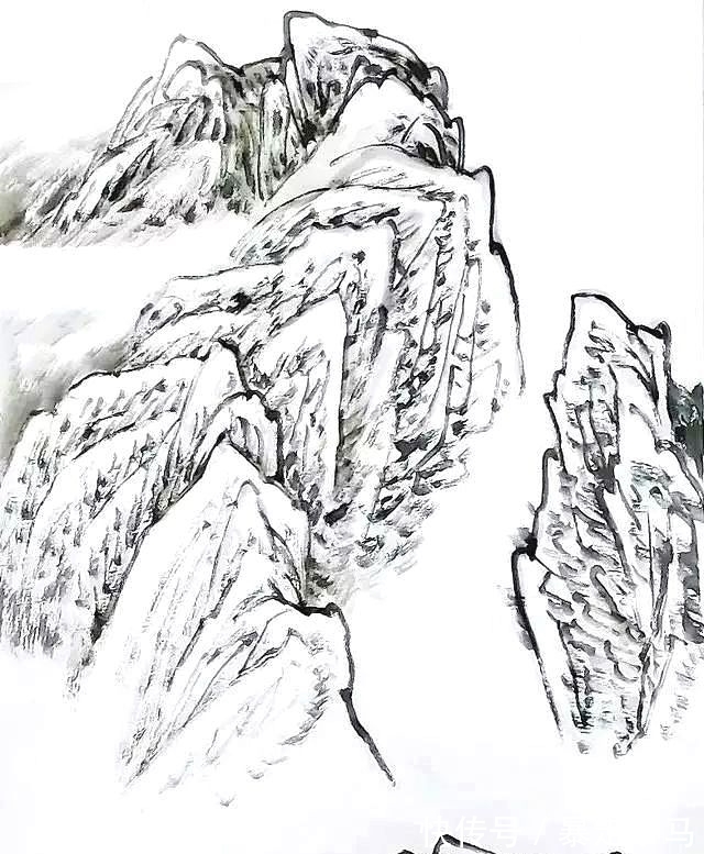 画法@赵寒翔不顾批评,搞国画创新,用涂鸦颠覆传统山石技法?