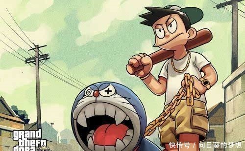 比基尼|哆啦A梦中主角们变成“黑帮大佬”，静香穿比基尼，小夫变成老大