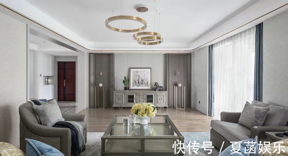 餐边柜+|178㎡现代美式,当美式遇上高级灰,营造简约华丽的美