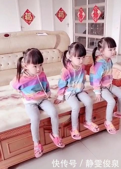 幸福的烦恼|三胞胎女儿一模一样,爸爸犯难分不清,于是想出来个妙招,太聪明