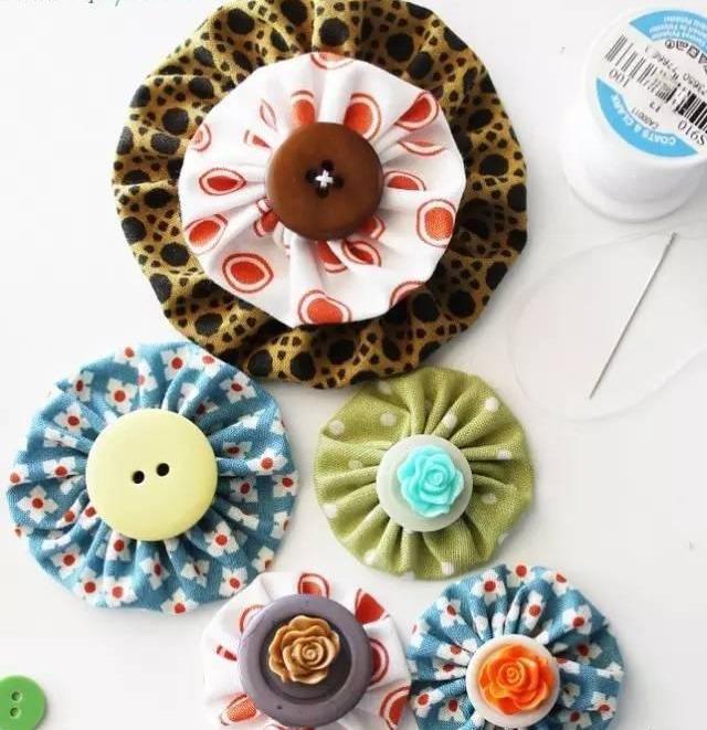 3款布艺YOYO花教程，学会了，可以拼出很多漂亮家居用品！收藏