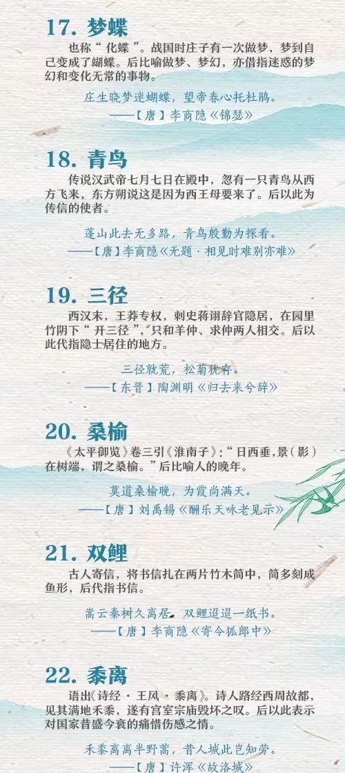 古诗词中常见的70个文化典故,帮孩子读懂诗词名句!