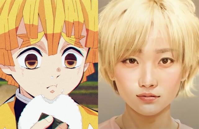 还原度|鬼灭之刃五小强被AI还原,伊之助颜值下跌,我妻善逸丑到不敢认