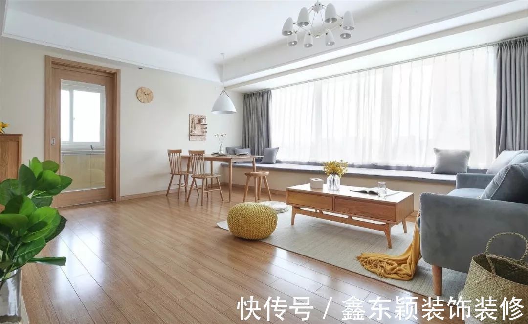 小户型|92平的北欧风小户型案例,大飘窗把客餐厅都连在一起