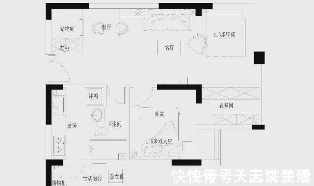 主卧室|55㎡的小户型竟然一点也不挤,主卧室还有个大衣帽间!