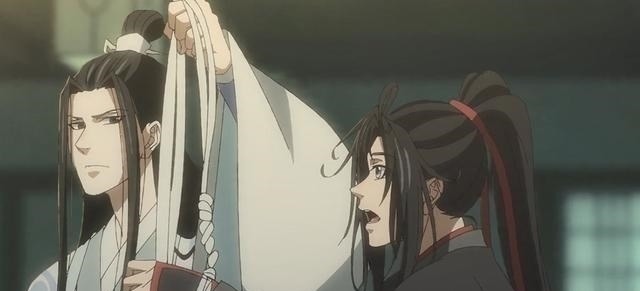 汪叽$《魔道祖师》抹额绑手好甜，蓝大心情很复杂，金凌帮羡羡说话！