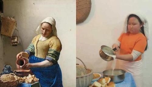 布置|老师给孩子布置了特别的作业,要模仿世界名画:娃一个个演技炸裂