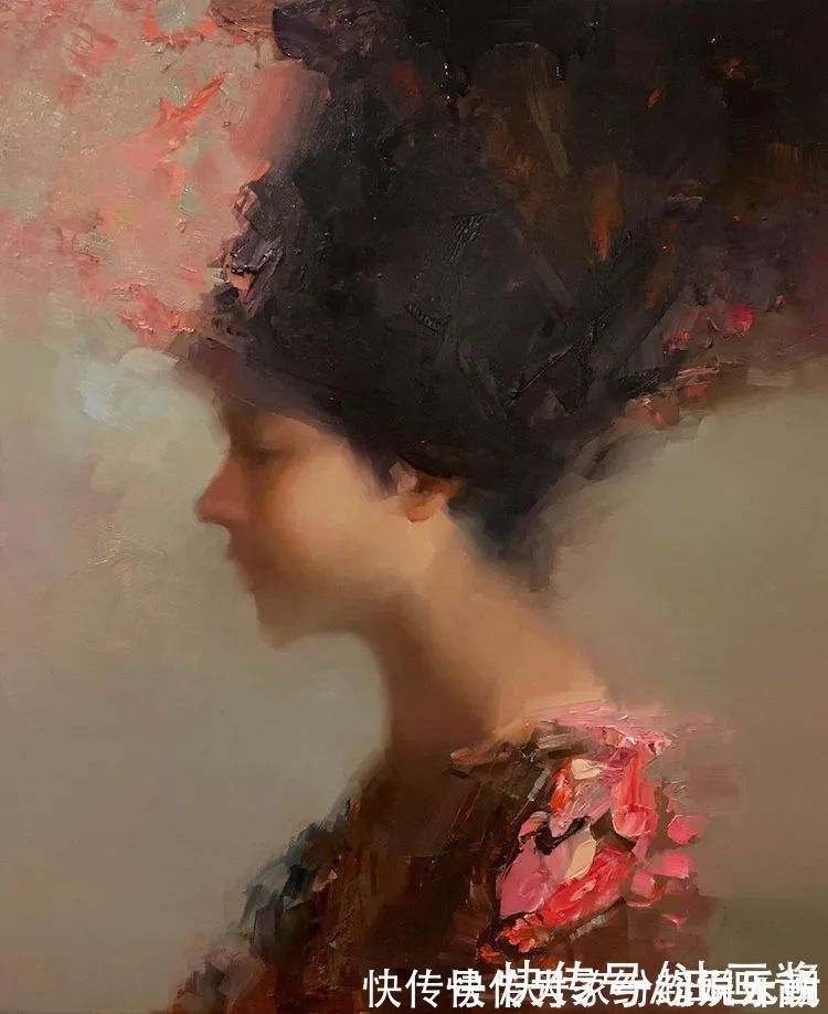 油画作品!他用刮刀和细腻的笔触,画出冲突感极强的女孩,比插画好看一万倍