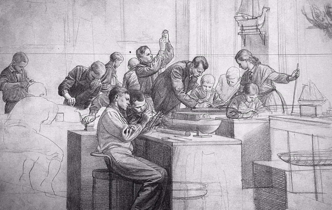 康斯坦丁$苏里科夫美术学院教授尼康. 索罗明速写作品