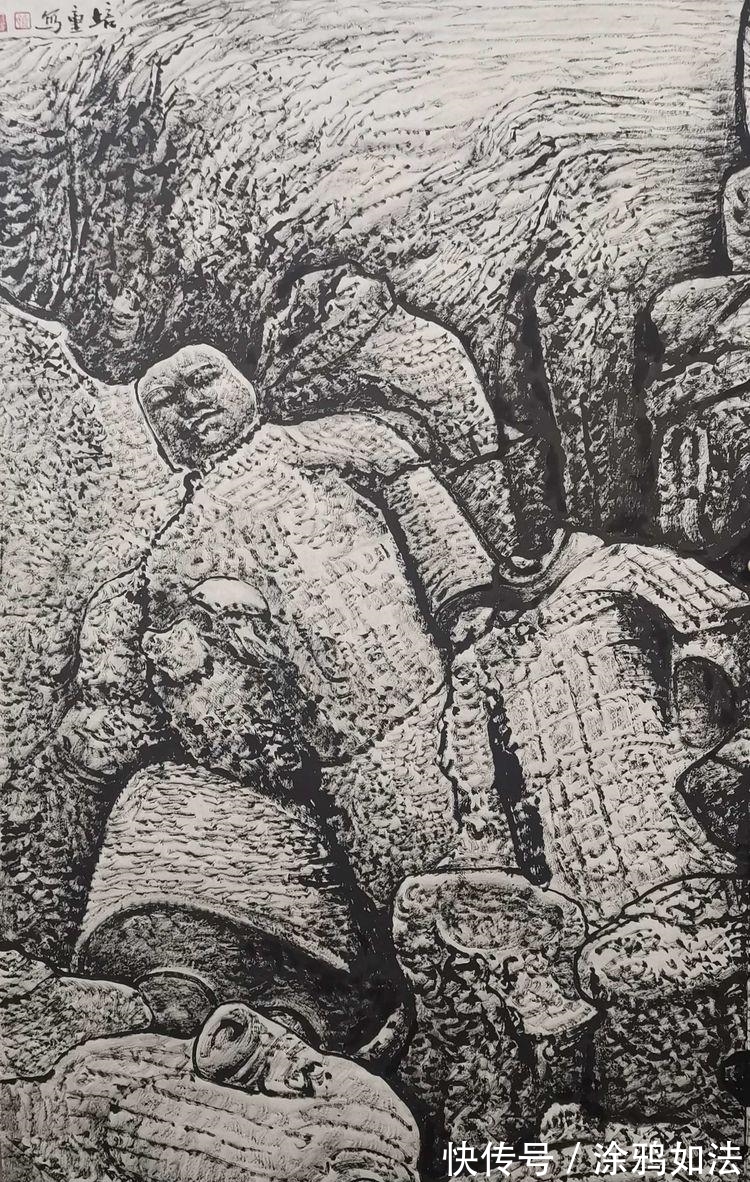 兵馬俑|秦始皇兵馬俑馬培童焦墨組畫,震動畫壇,有目共賞!