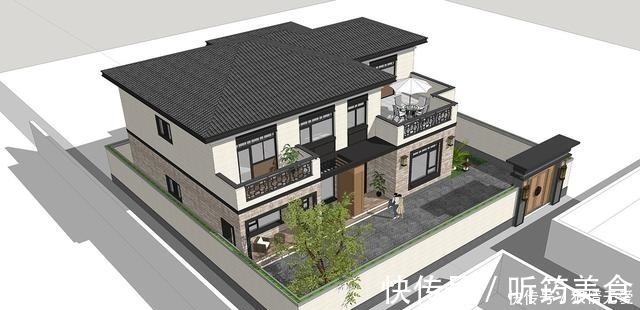 中式|别墅设计两层新中式别墅太棒,不仅带两个露台,庭院还十分巴适!