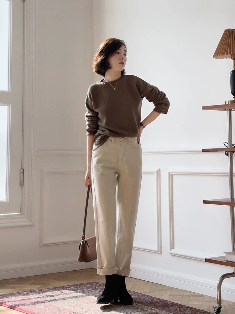 半身裙|30+女性秋后降温怎么穿?毛衣针织衫配牛仔裤高级减龄,温柔优雅