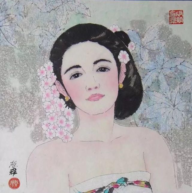 他的笔下的美人，清新美好~