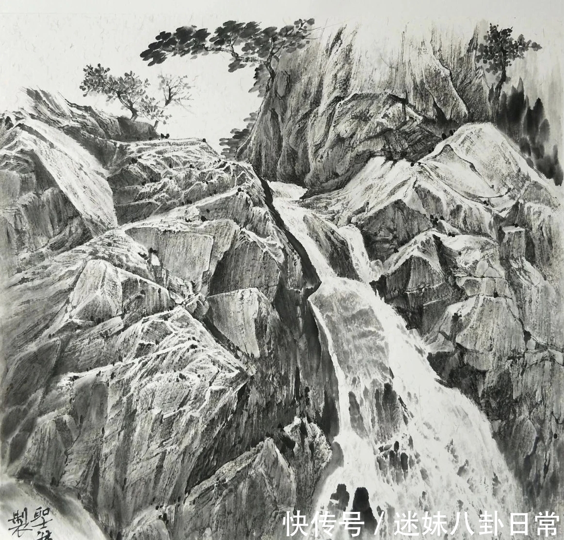 画家!一位青年画家的山水画很写实,有韵有境,不输西方风景画!