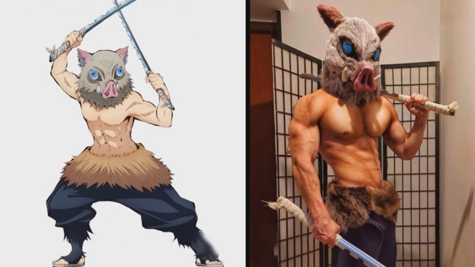 炭治郎|鬼灭之刃COS:祢豆子惹人怜爱,伊之助肌肉感十足,漫迷们裂开了