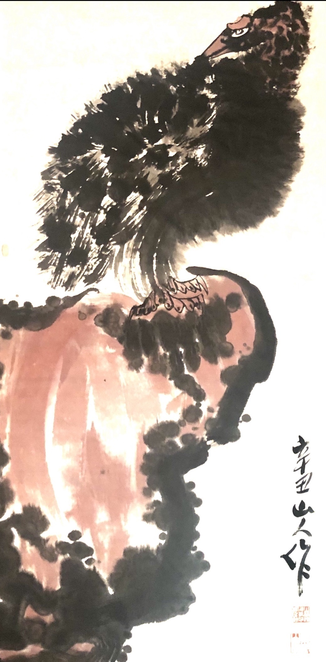 国画家@国画家、画鹰大家、指墨画艺术大师朱祖国鹰石图——备受市场青睐!