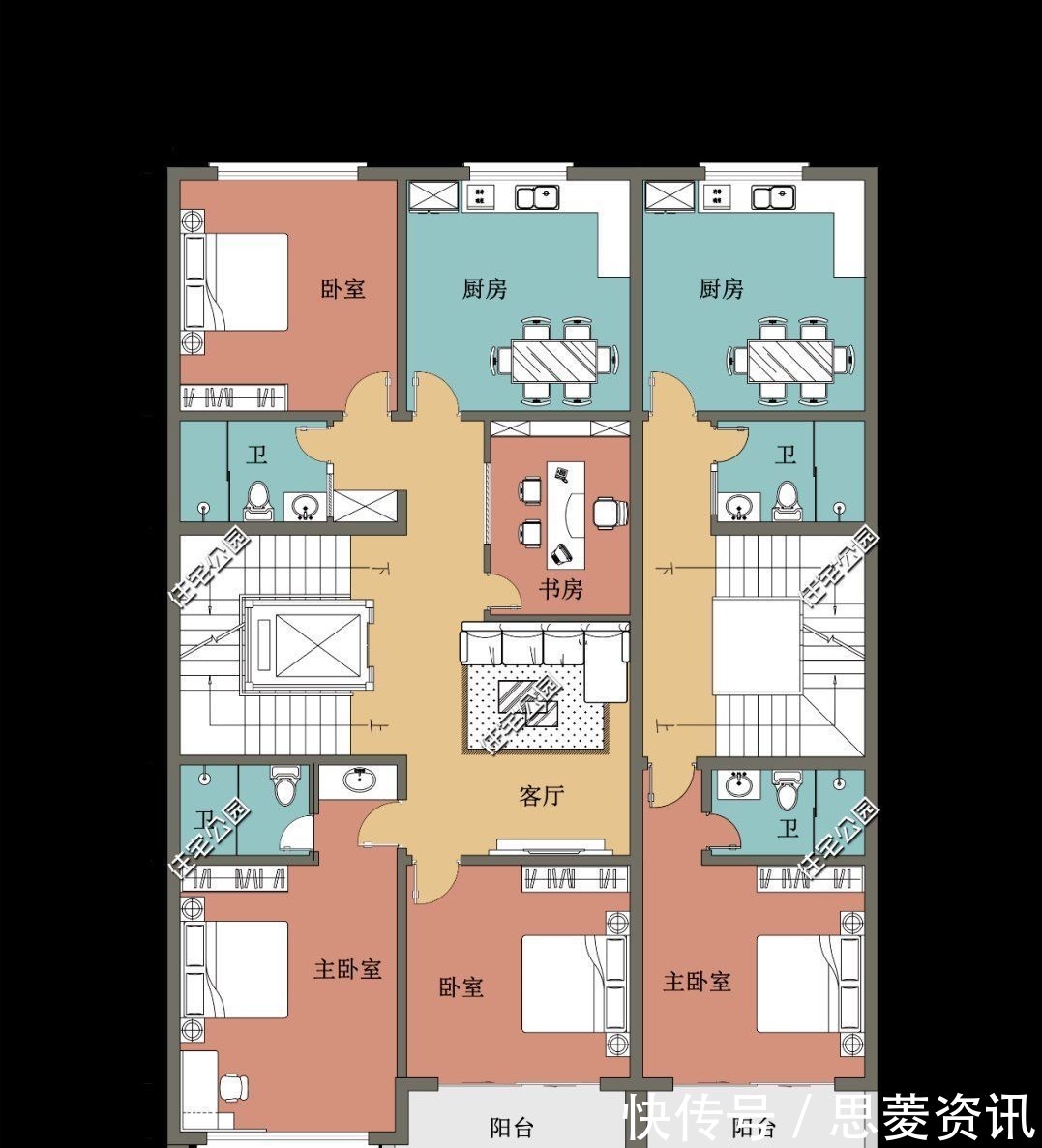 双拼|12×19米四层农村别墅，每层都有厨房客厅，自住、出租都能满足