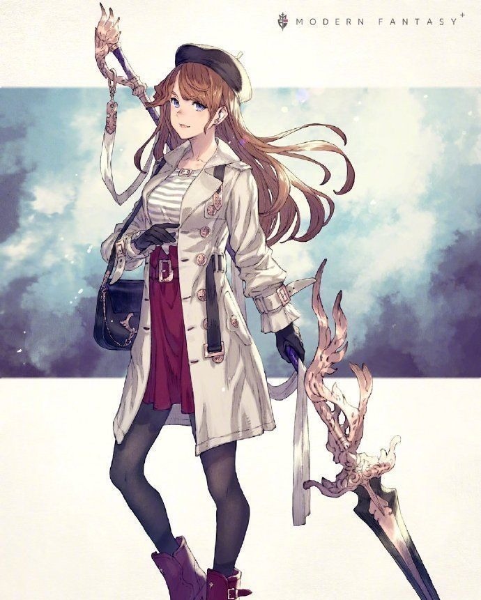 JK!这位画师笔下的JK小姐姐太帅了,一手拿书包,一手拿武器