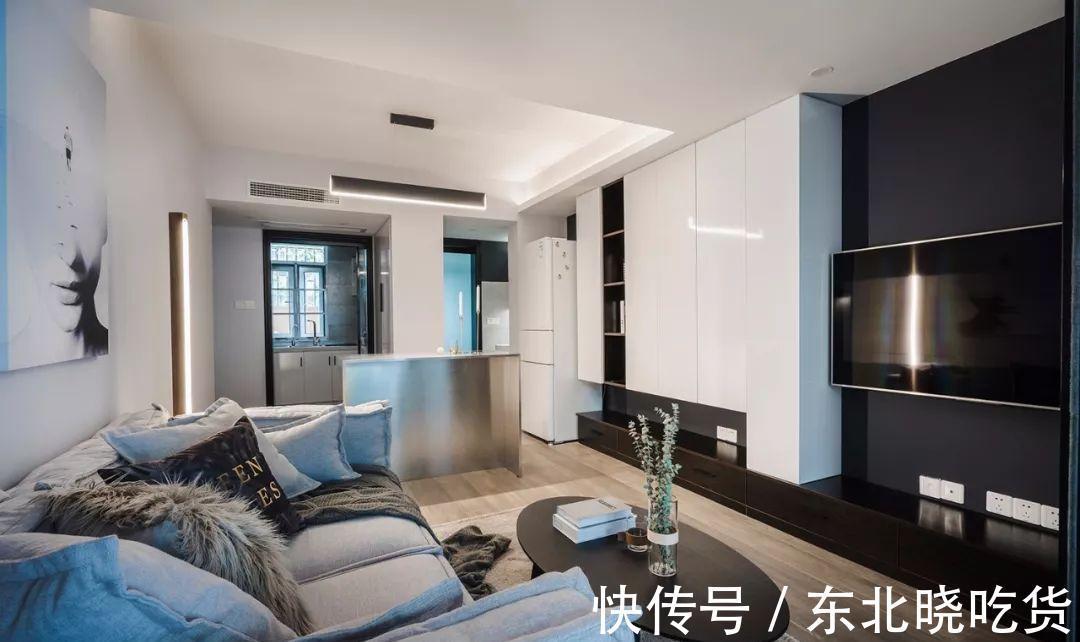 卫生间|50㎡长条形单身公寓,简简单单的装修,小户型也能温馨又幸福!