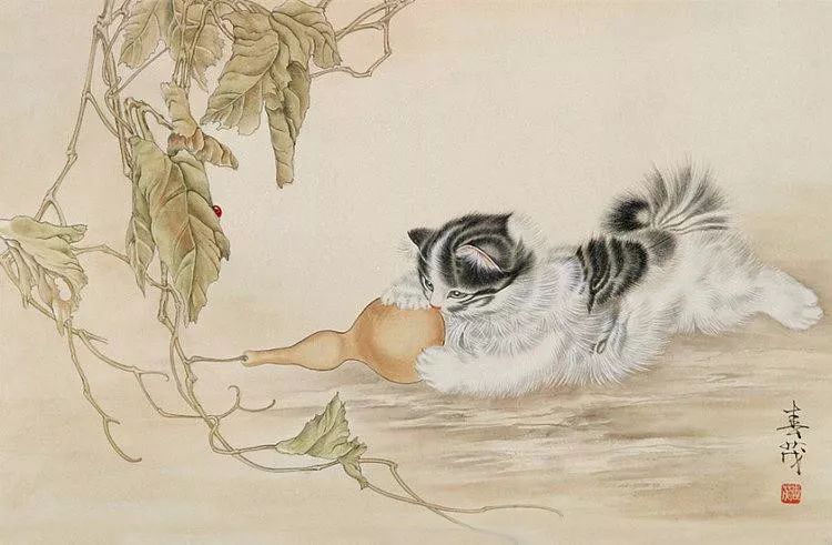 代表作品@米春茂笔下的猫,趣萌可爱,稚气童真