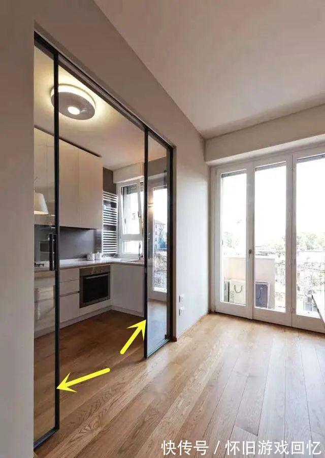 推拉门|厨房做门别再用老套路了,这种入墙式更轻便更不占地,太实用了!