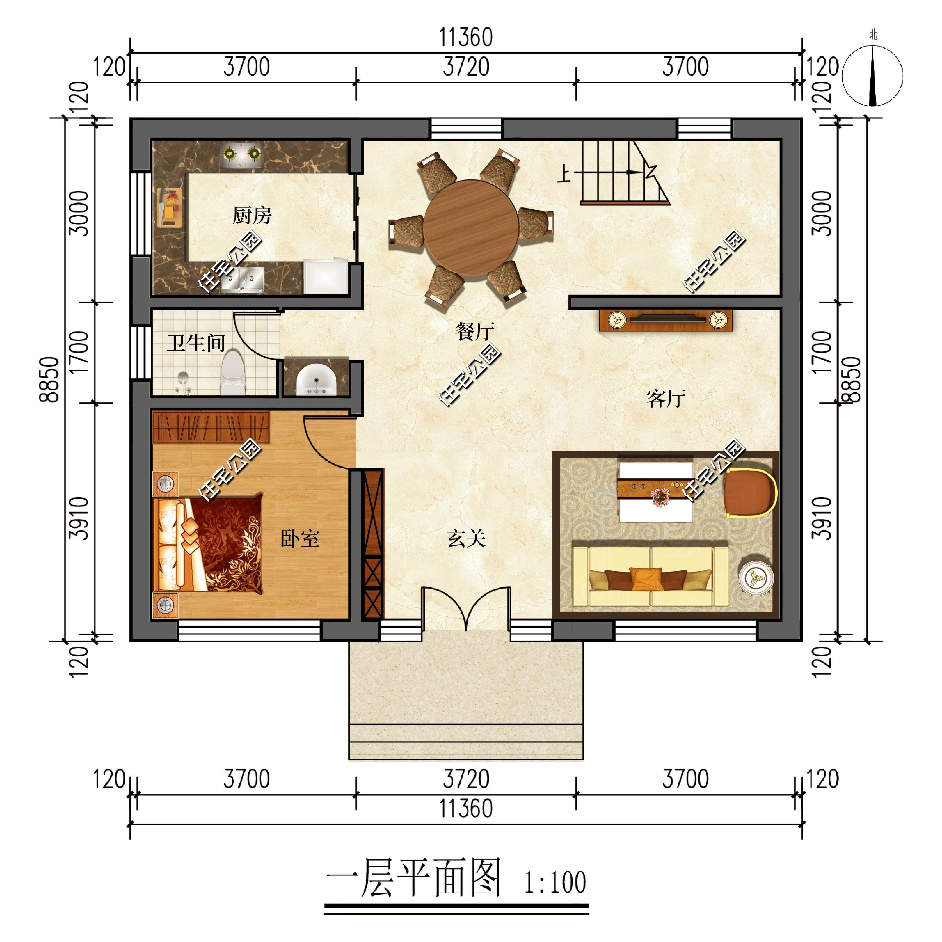 小知识|11×8米占地仅103平的二层别墅，东墙无窗设计，靠近邻居也能建