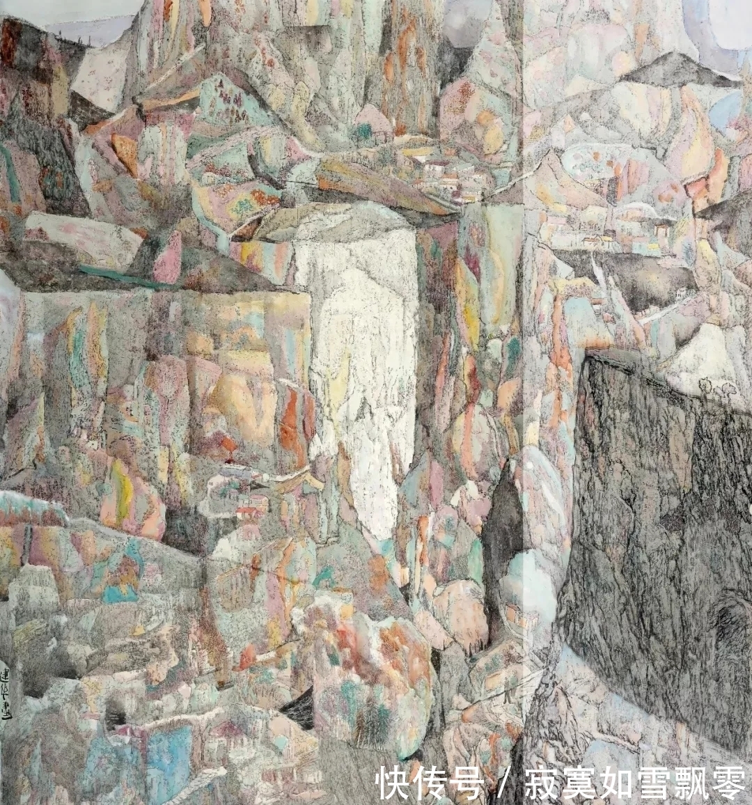 于建华&一个江南女子的山水画，全是北方的山北方的水，气势不凡！
