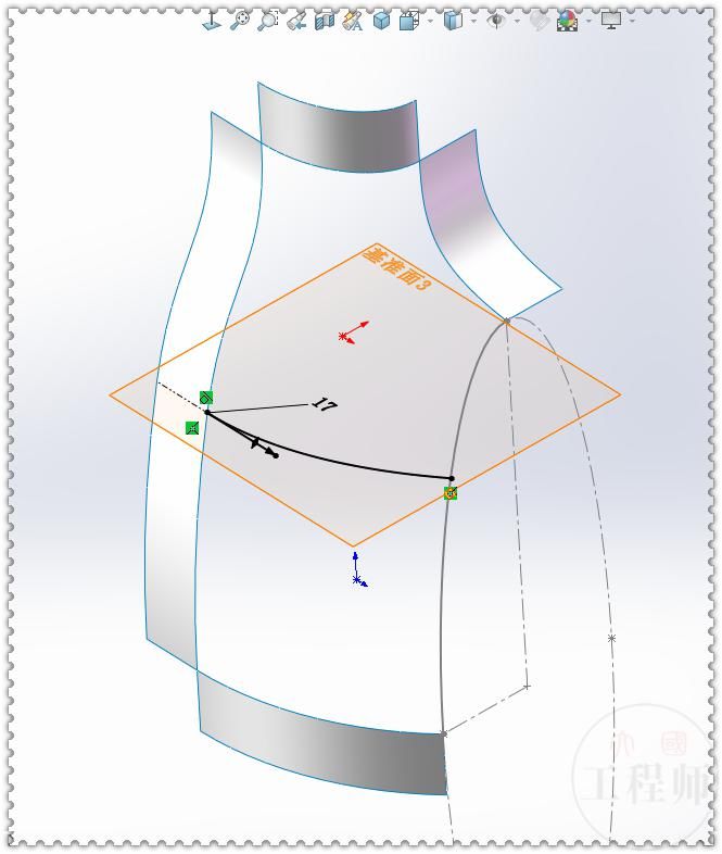  铺面|在SolidWorks里用已有线框铺面，画一个类似于马甲的图形