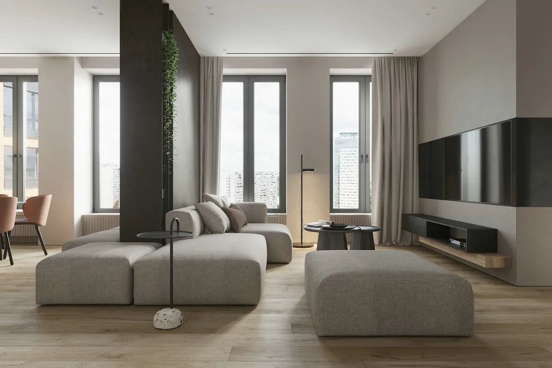 墙面|93㎡现代简约，简洁朴素+低调的灰色，营造舒适从容的氛围感