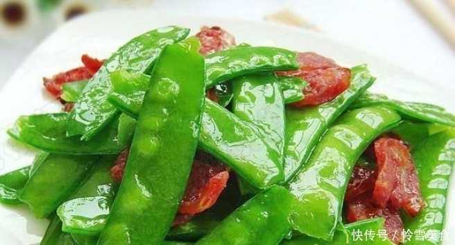 经典家常菜,腊肠炒荷兰豆最简单的做法,大人孩子都爱吃!