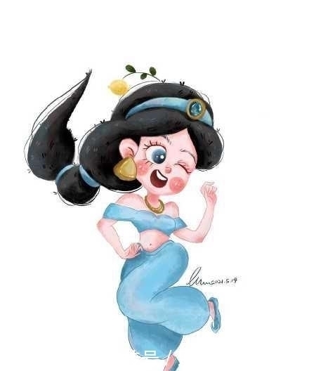迪士尼公主|插画版的迪士尼公主,乐佩公主粉嫩可爱,茉莉公主气质优雅