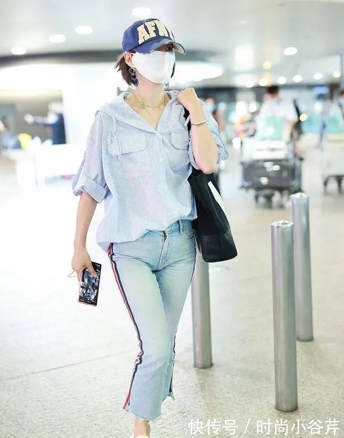 衬衫 马伊琍把“上浅下深”带火了，奶茶色衬衫配烟管裤，温柔又高级