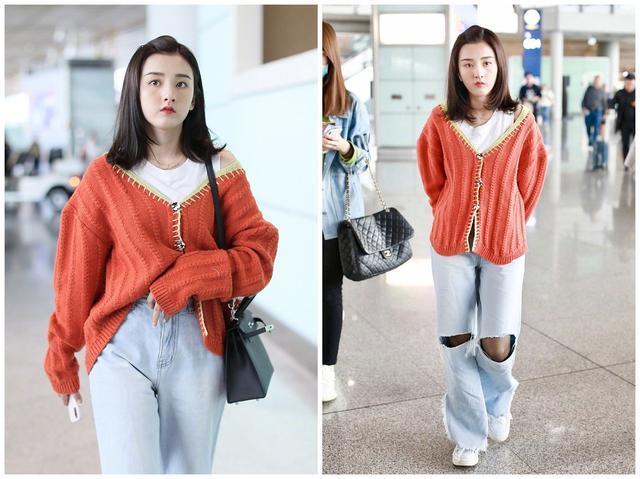 章若楠 秋天凉了别再露腿了,毛衣+长裤温暖又时髦,贼好看