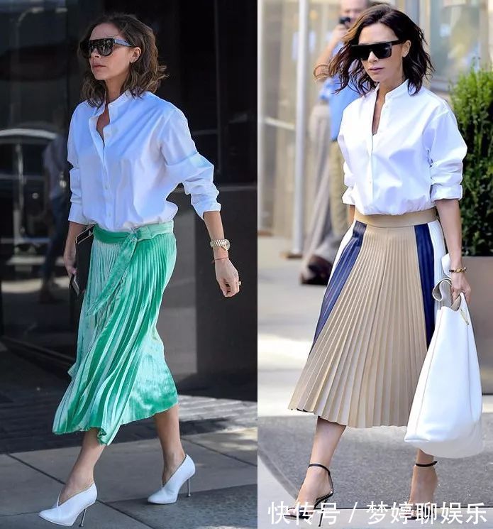 百褶裙|穿来穿去,还是衬衫+裙子最百搭时髦,一年四季都能让你美上天