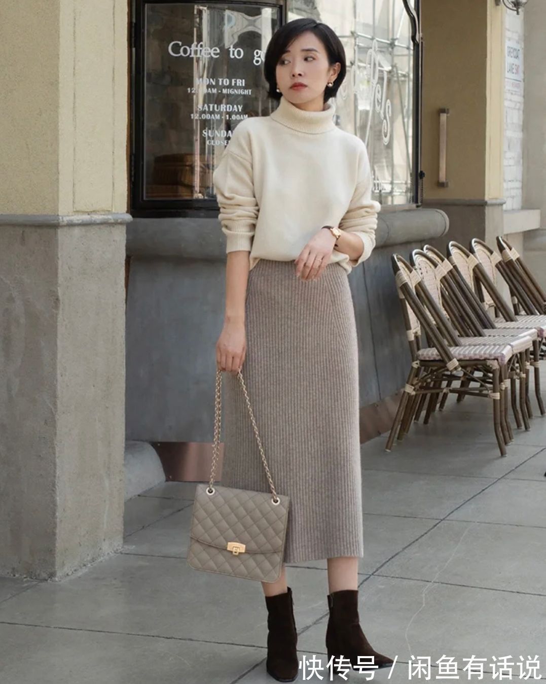 穿搭 膝下裙+短靴,才真正适合小个子中年女人,时髦减龄还更显高