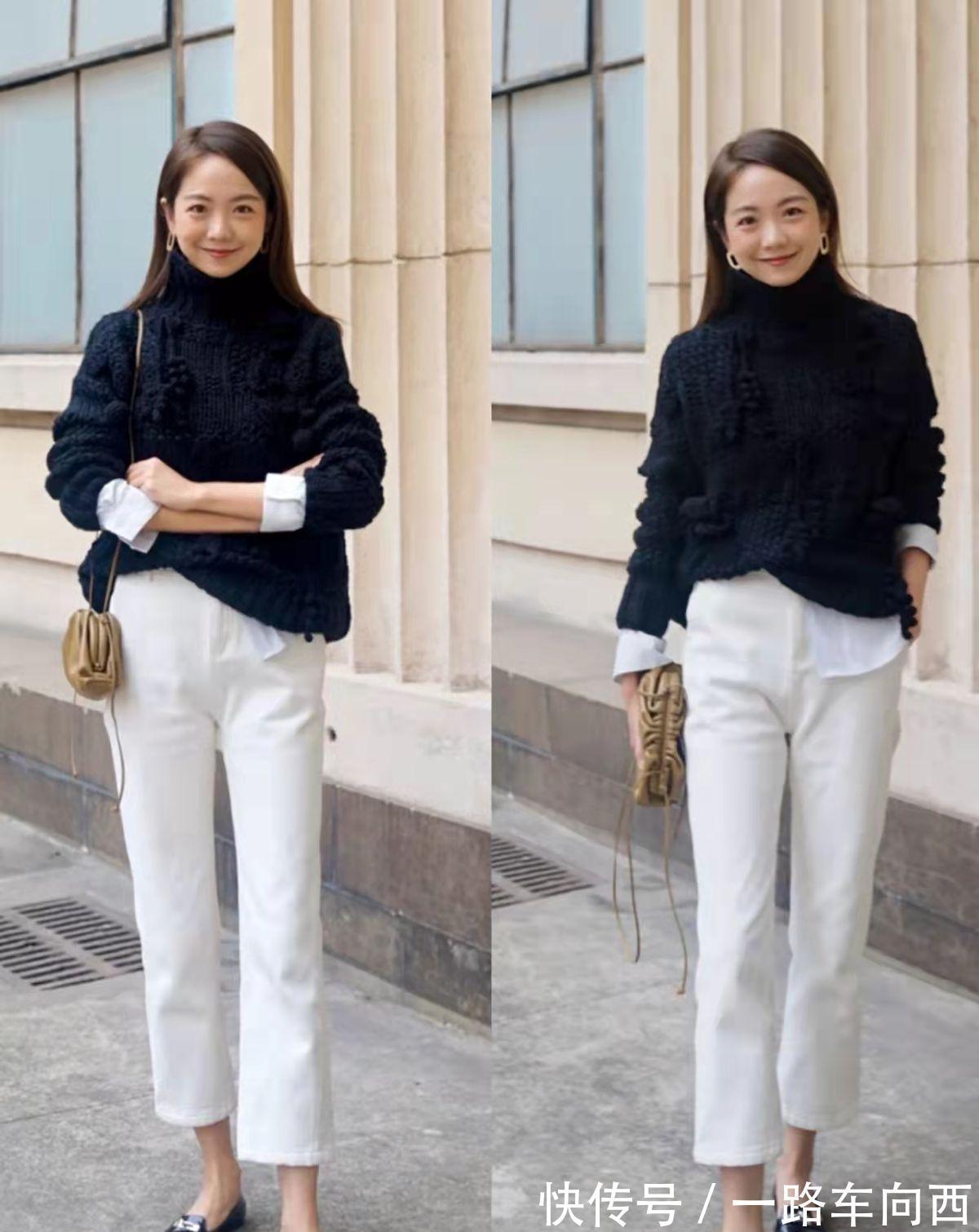 秋冬 优雅显贵的黑毛衣怎么穿?高级显气质的穿搭法,显瘦是最小的优点