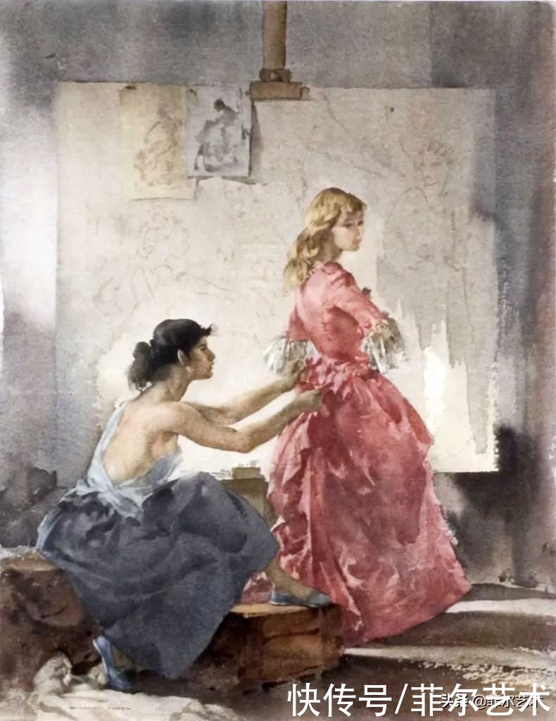 艺术家|苏格兰艺术家弗林特的女子水彩画，美轮美奂