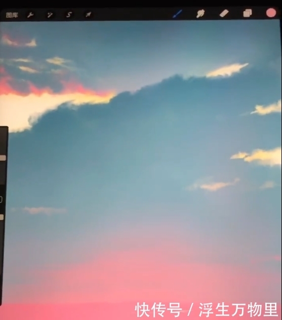 美术生板绘风景画,日落大海美呆了,网友:秀儿,是你吗?