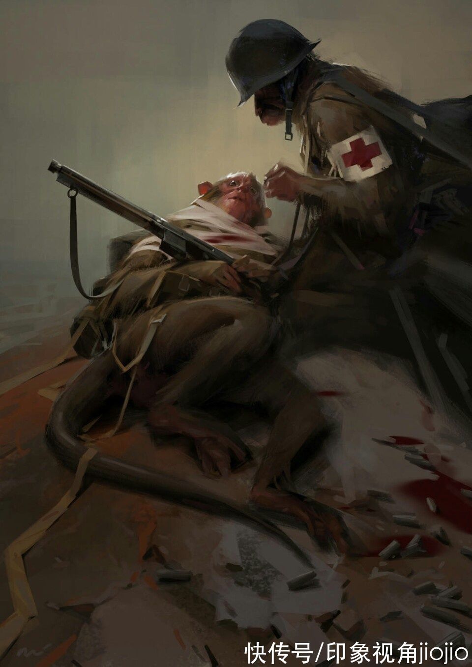 jiojio$粗犷笔触的CG插画艺术，每一幅画都很有故事感，色感超强