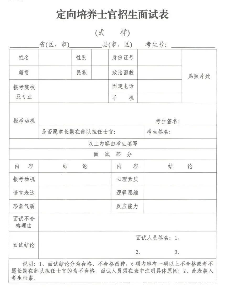 准考证|2021年定向培养士官报名参考指南