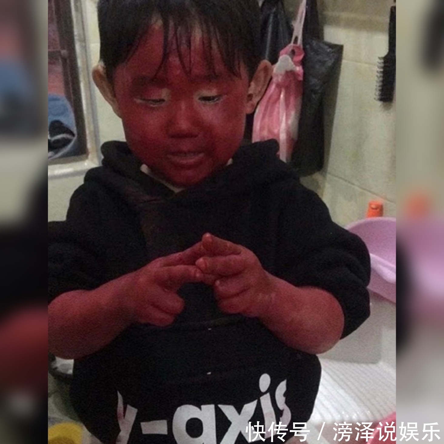 口红|熊孩子偷玩妈妈的口红想擦掉,结果越擦越多越均匀,网友红孩儿