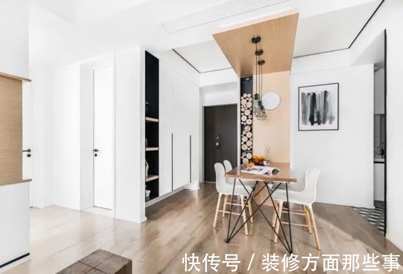 书房|92平现代风二居室,餐桌顶部居然设计了柜子的延伸效果