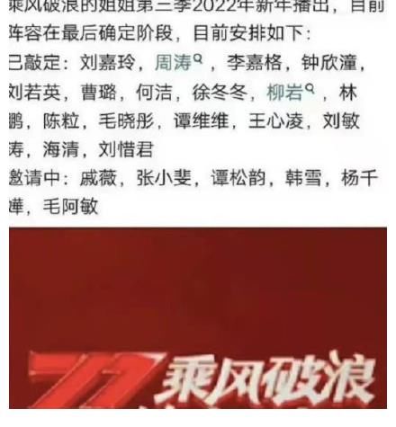 网传《浪姐3》最终阵容,汇集17名歌手13名演员,含刘嘉玲张小斐