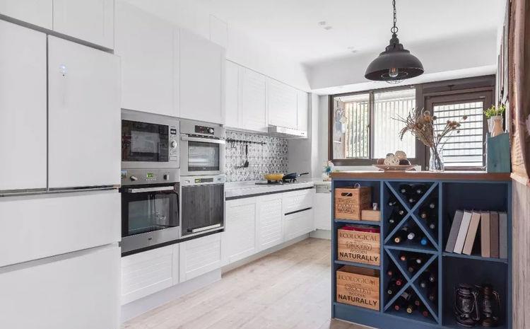 吧台|126平三室，餐厅壁炉，厨房吧台，主卧床头壁柜，都说喜欢