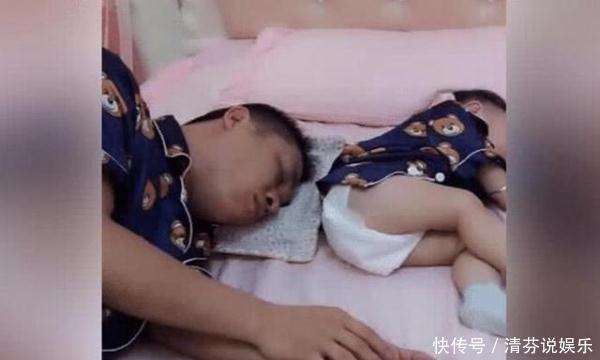 放屁|父子俩睡正香，宝宝突然对着爸爸连续放屁，爸爸的举动太搞笑了！