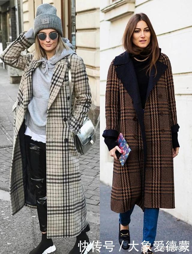 单色|别总穿单色大衣,今年火了“格子大衣”,叠穿针织衫太洋气了