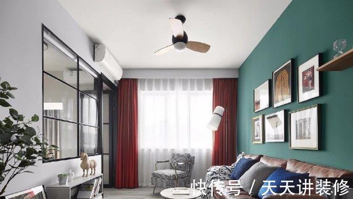 客厅|50平米小户型，既有两居室，还宽敞舒适不拥挤，背景墙颜色超漂亮