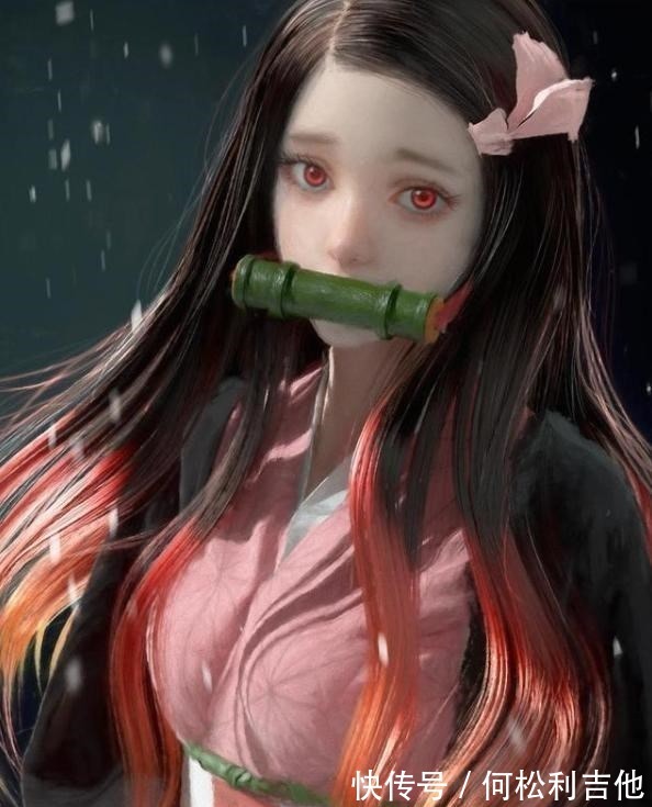 祢豆子|真人油画风《鬼灭之刃》,蝴蝶变清纯小姑娘,伊之助的身材太狂野