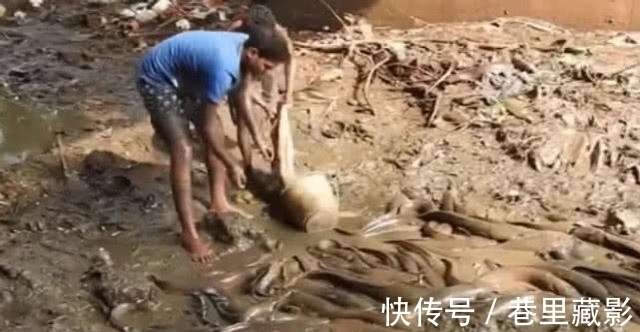 男子将水沟里的水抽干，旁人觉得可疑，结果大开眼界